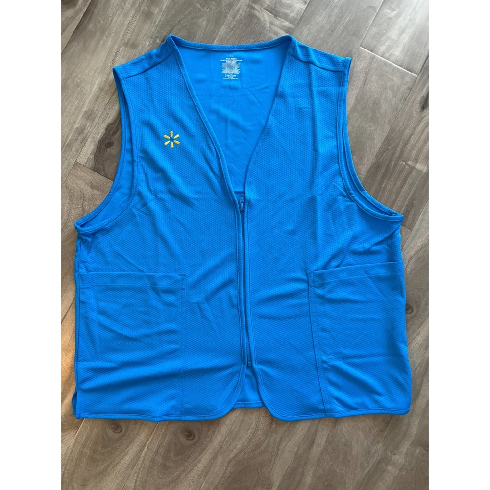 Walmart Employee Vest Mens M‎ Blue Full Zip Spark Associate Uniform NEW
